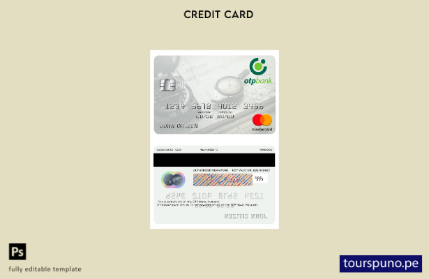 lista para imprimir plantilla de mastercard de Hungría OTP Bank